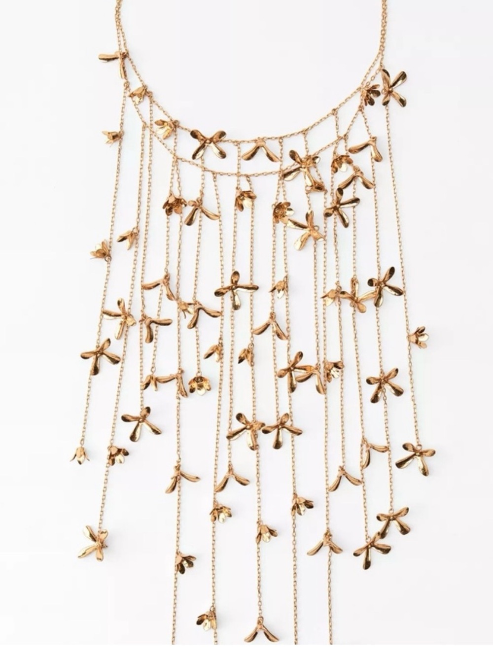 Zara Gold Floral Fringe Necklace